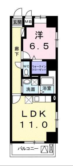 グランスイート新横浜(1LDK/8階)の間取り写真