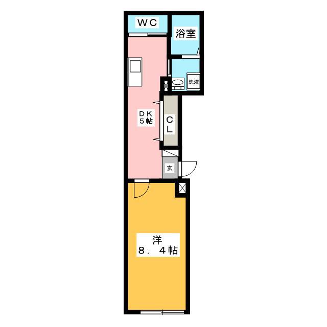 COMFORT十日市場(1DK/1階)の間取り写真