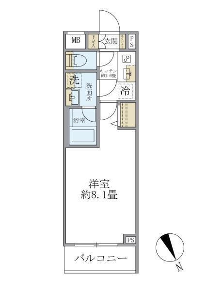 クレアポルテ川口元郷(1K/1階)の間取り写真