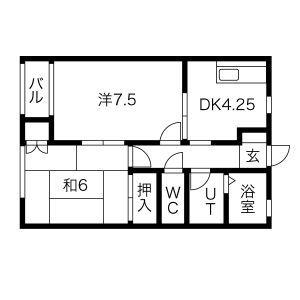 シャルマンシャトー(2DK/2階)の間取り写真