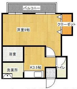 カーサ・フローラ津田沼(1K/1階)の間取り写真