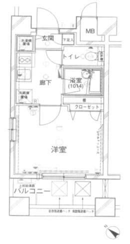 OLIO池尻大橋(1K/5階)の間取り写真