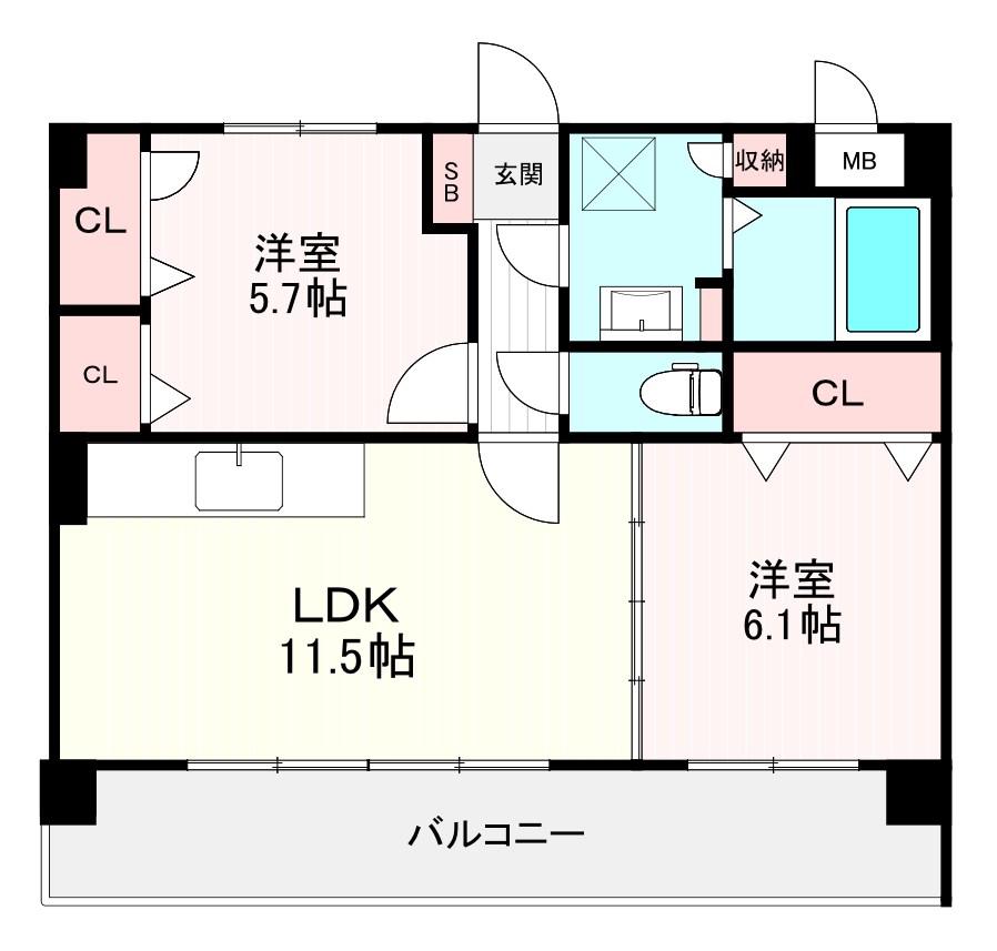 フォレスト原(2LDK/2階)の間取り写真