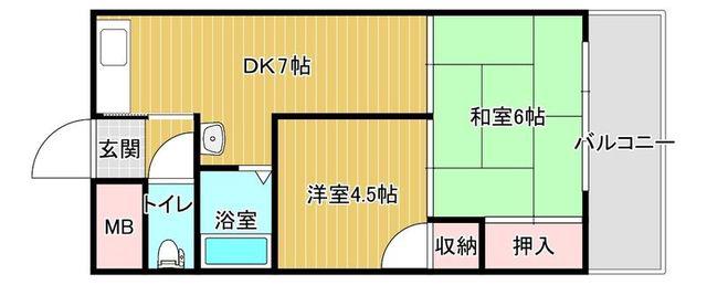 オリンピヤコープ(2DK/5階)の間取り写真