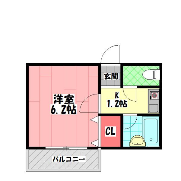 ルゼロII(1K/3階)の間取り写真