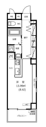 ティアレ上大岡(ワンルーム/4階)の間取り写真