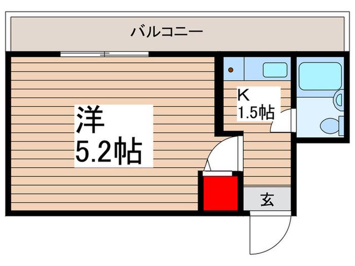 プランドール富浜I(1K/2階)の間取り写真