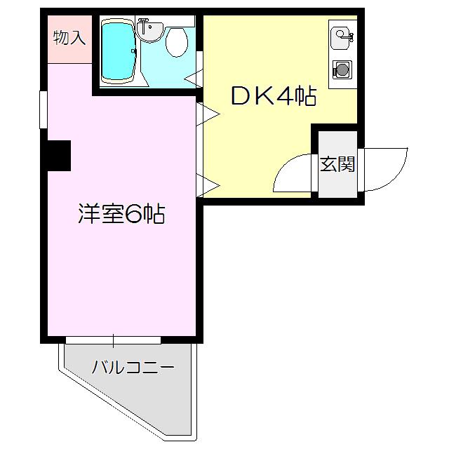ロイヤルゆたか別館(1DK/2階)の間取り写真