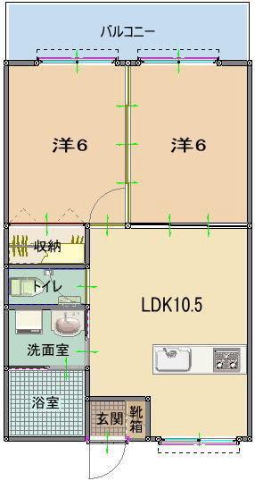 きよらかマンション(2LDK/5階)の間取り写真