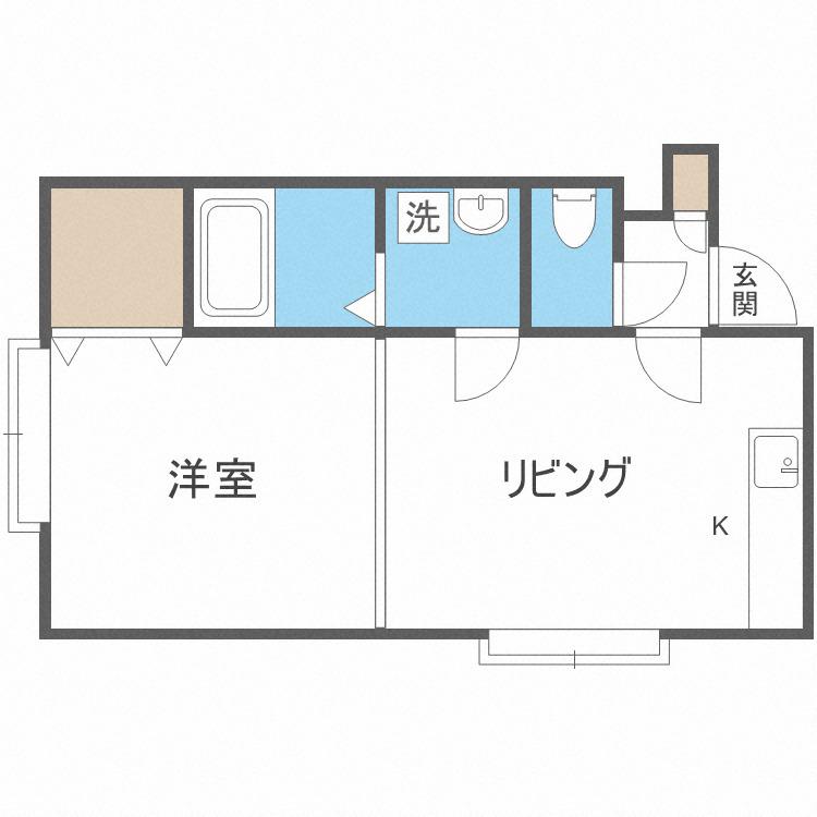 アークガーデン平岸5-7A棟(1DK/2階)の間取り写真