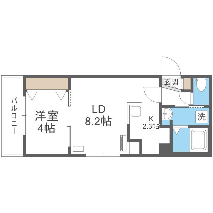 フェーラシュヴァル元町(1LDK/1階)の間取り写真