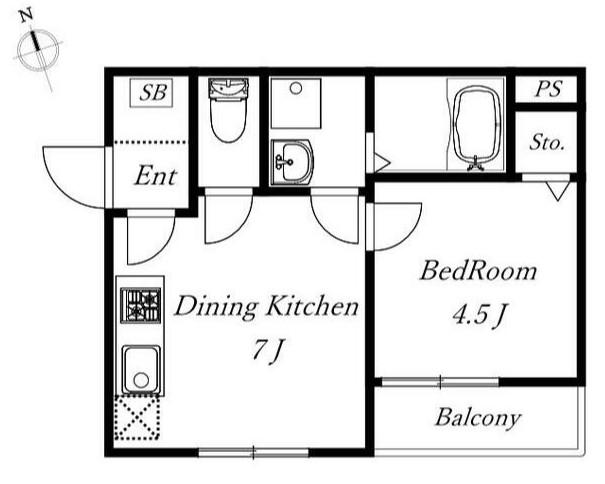 APPARTEMENT 1(1DK/2階)の間取り写真