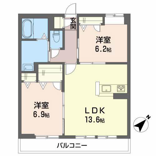 RUSHERIO(2LDK/1階)の間取り写真