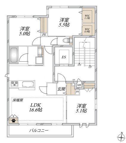 パークコート菊川(3LDK/3階)の間取り写真