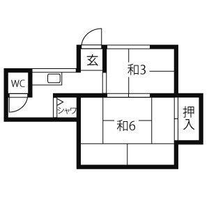 鈴蘭荘(2K/2階)の間取り写真