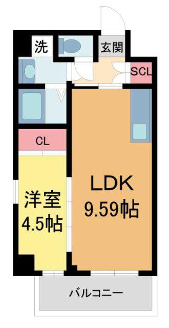 プレジオ武庫川AIAN(1LDK/6階)の間取り写真