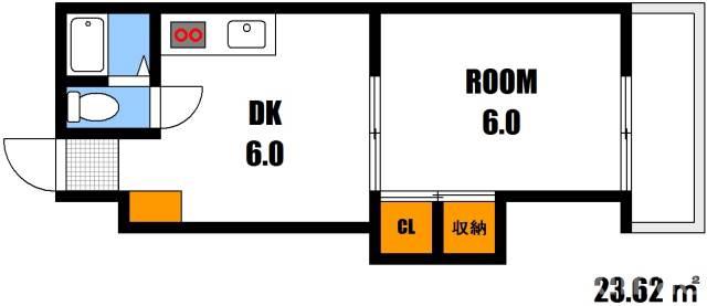 西原中田ビル(1DK/3階)の間取り写真
