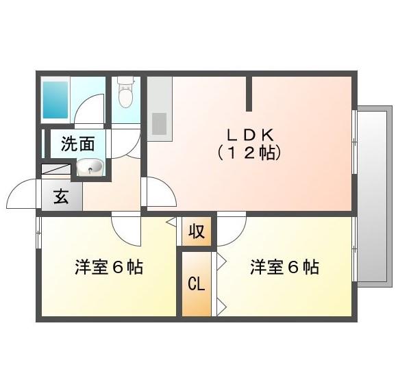 ローズマリー(2LDK/2階)の間取り写真