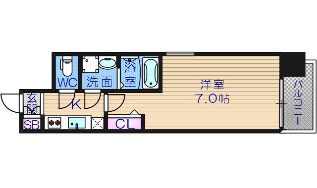 ファーストレジデンス玉造(1K/8階)の間取り写真
