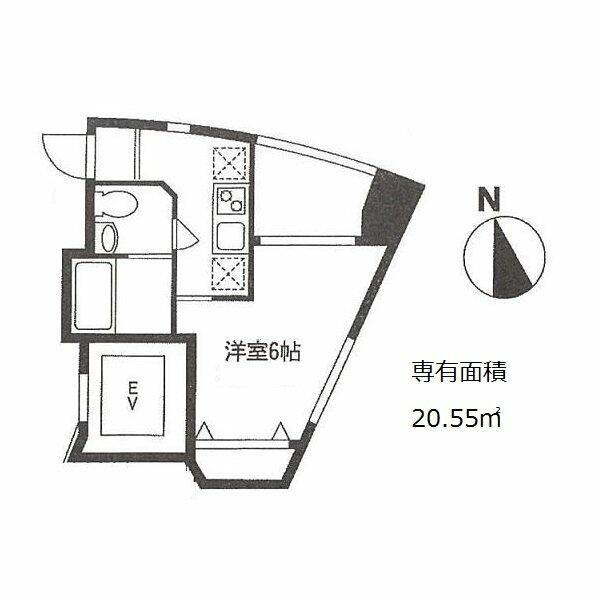 ヴィヴァンK.Y(1K/6階)の間取り写真