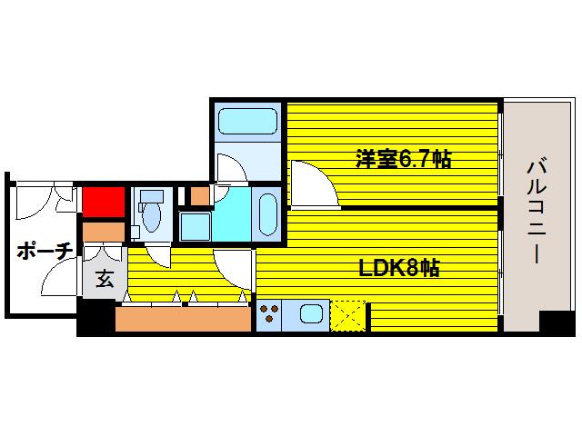グランドロアール天満橋(1LDK/5階)の間取り写真