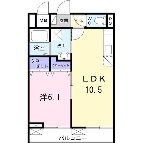ウィルビレッジA(1LDK/2階)の間取り写真