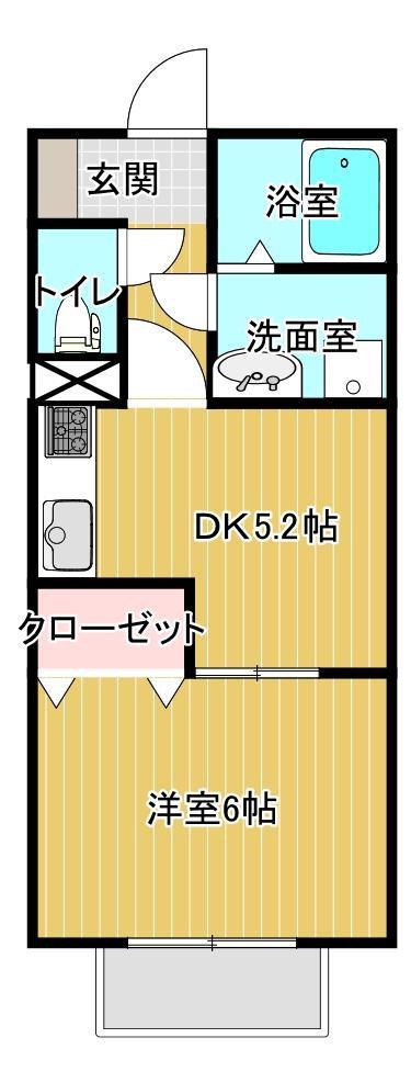 モナリエ大小路(1DK/2階)の間取り写真