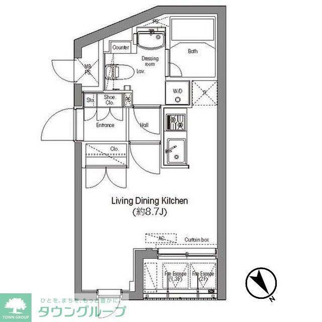 コンフォリア麻布台(ワンルーム/1階)の間取り写真