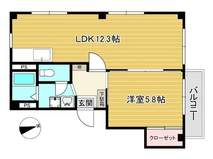 マノワールアキヤマ(1LDK/2階)の間取り写真