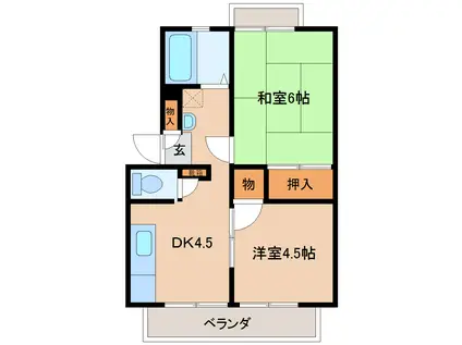 パナハイツASUKA-B(2DK/2階)の間取り写真