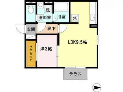 クレソン C(1LDK/2階)の間取り写真