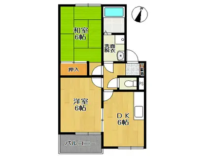 ウエストキャッスル(2DK/2階)の間取り写真