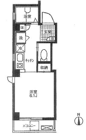 ホーク白金(1K/3階)の間取り写真