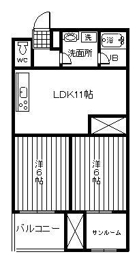 サンヒルズ(2LDK/1階)の間取り写真