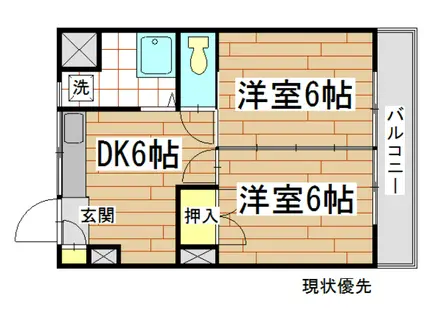 守屋サンハイツ(2DK/3階)の間取り写真