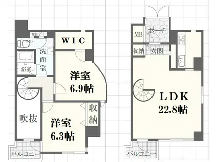 フィールトレイン(2LDK/3階)の間取り写真