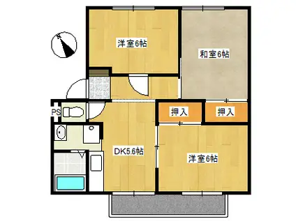 サンライフ佐野(3DK/2階)の間取り写真