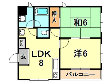 センター岡本(2LDK/2階)の間取り写真