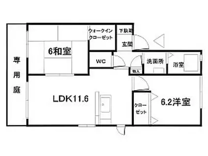 リーベンコートA棟(2LDK/1階)の間取り写真
