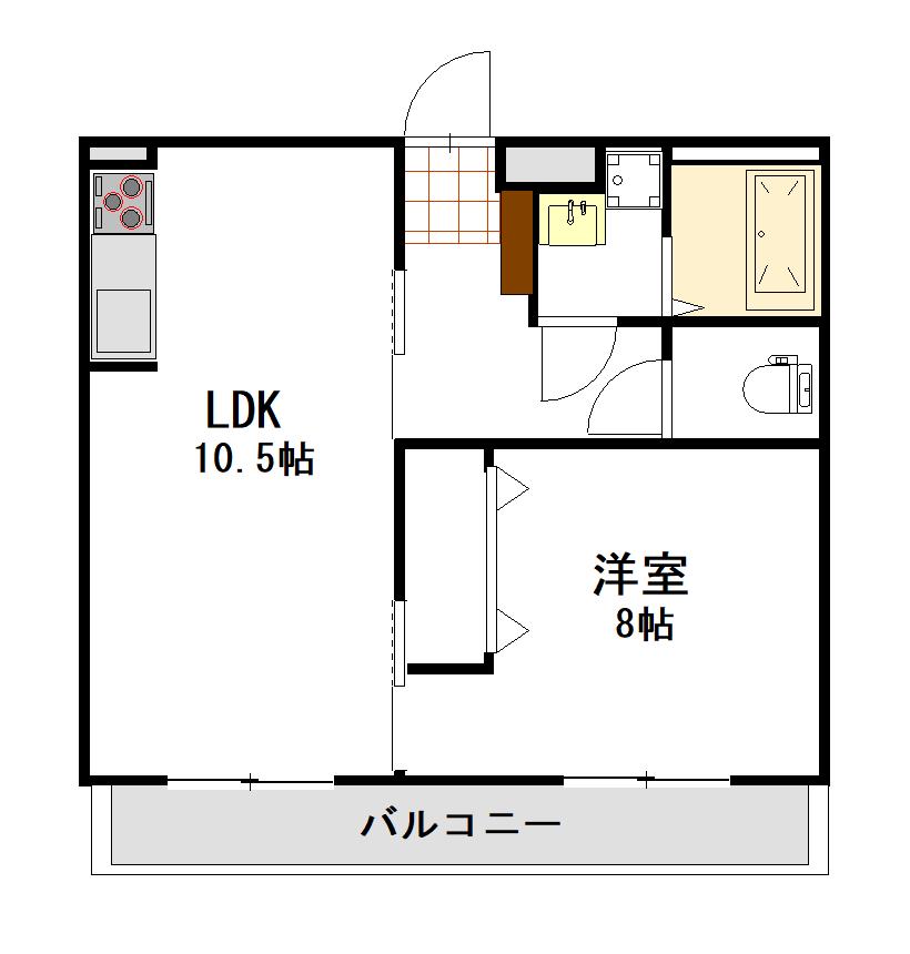 金井ビル(1LDK/3階)の間取り写真