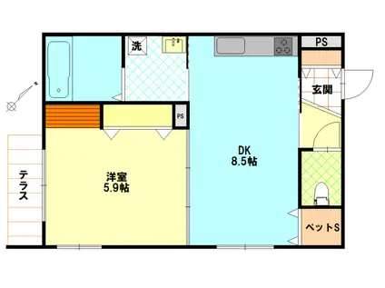 メゾン アミスタ 辻堂(1DK/1階)の間取り写真
