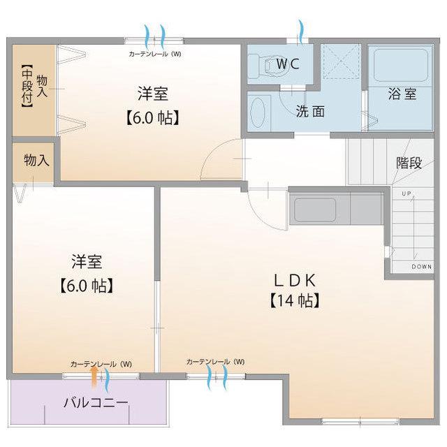 パークメゾン(2LDK/2階)の間取り写真
