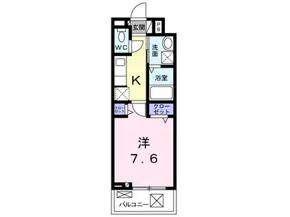 セレーノ東生駒C(1K/3階)の間取り写真