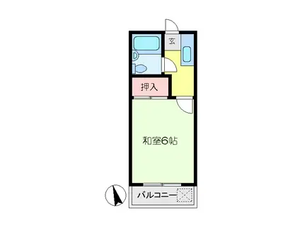 矢上ハイツ(1K/2階)の間取り写真