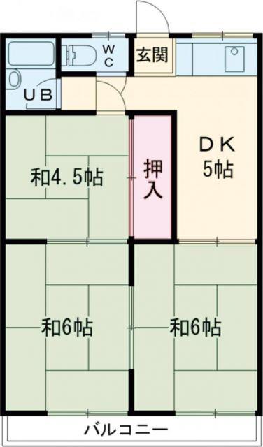 高橋荘(3DK/2階)の間取り写真