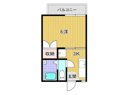 桜山ハイツ(1K/1階)の間取り写真