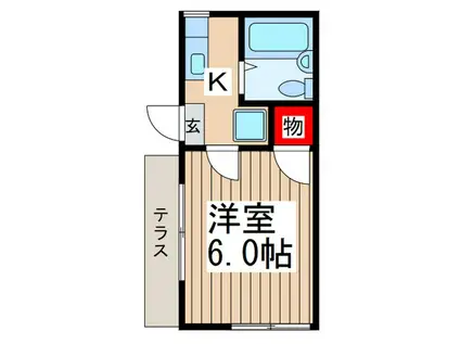 ココ・パームス・アライ(1K/1階)の間取り写真