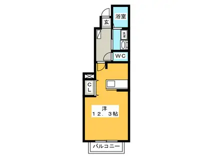リバーサイド三城(ワンルーム/1階)の間取り写真