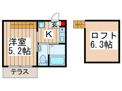 ダルーチャ北初富(1K/1階)の間取り写真