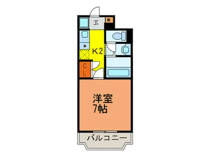 アッシュ宝塚(1K/2階)の間取り写真